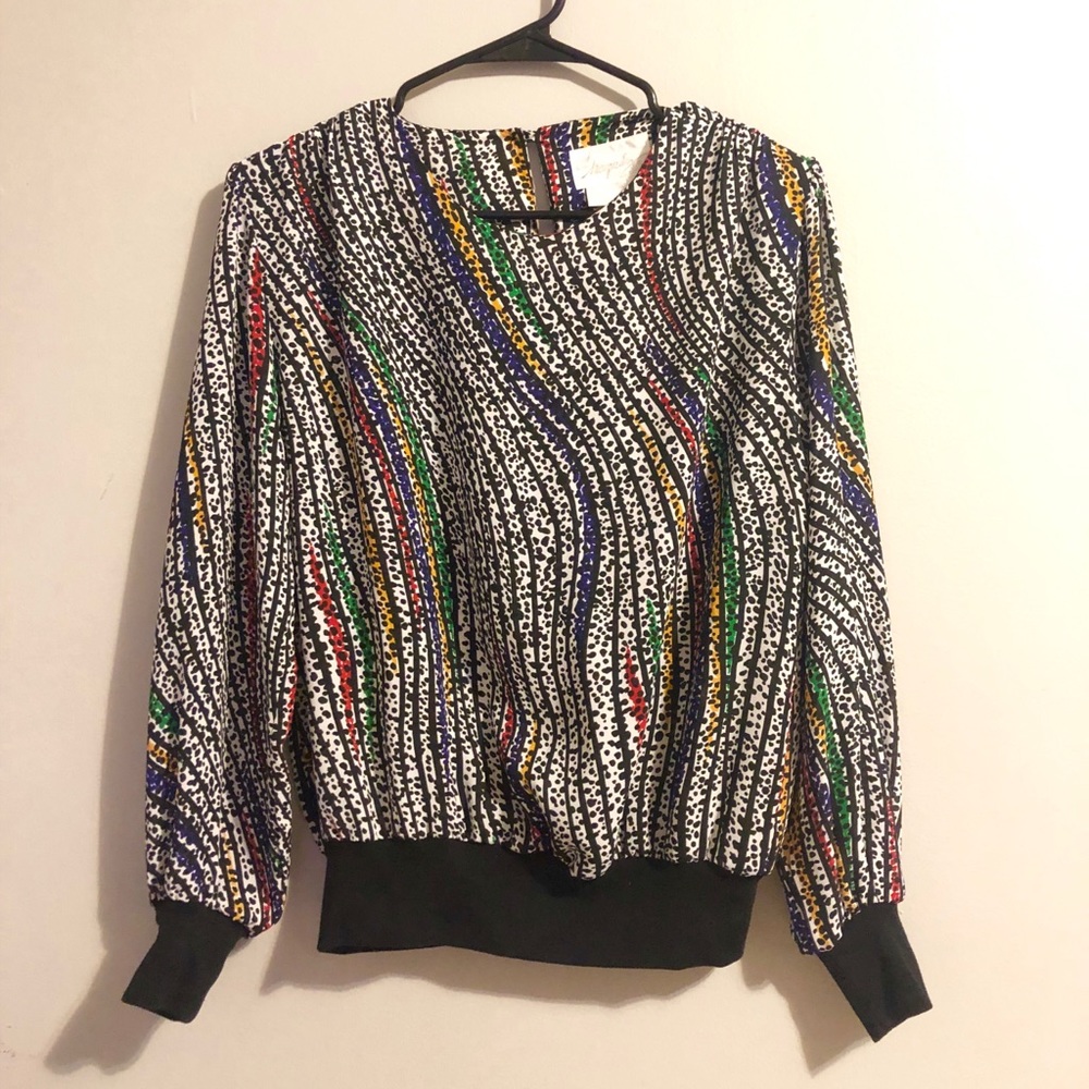 Vintage printed long-sleeve blouse
